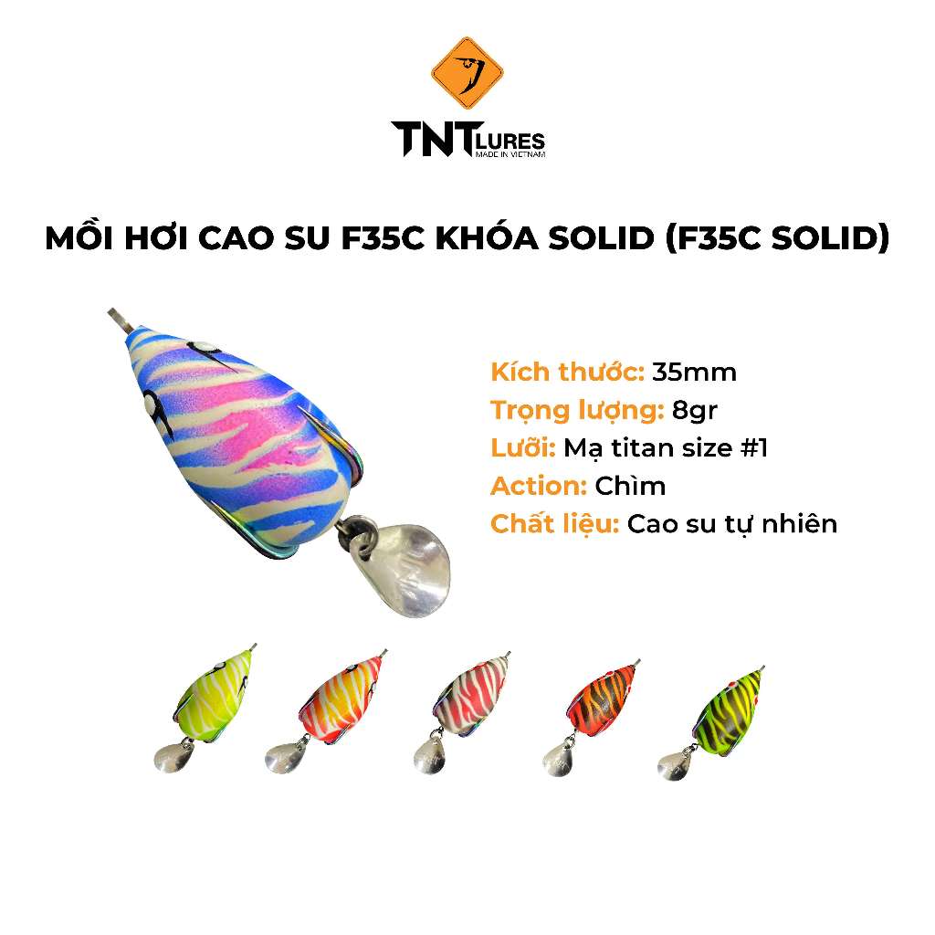 Mồi Câu Lure Nhái Hơi TNTLures Action Chìm F35C Khóa Solid 3,5cm/8g