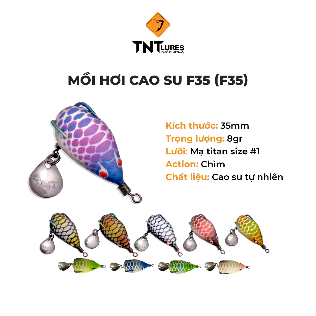 Mồi Câu Lure Nhái Hơi TNTLures F35 Action Chìm 3,5cm/8g
