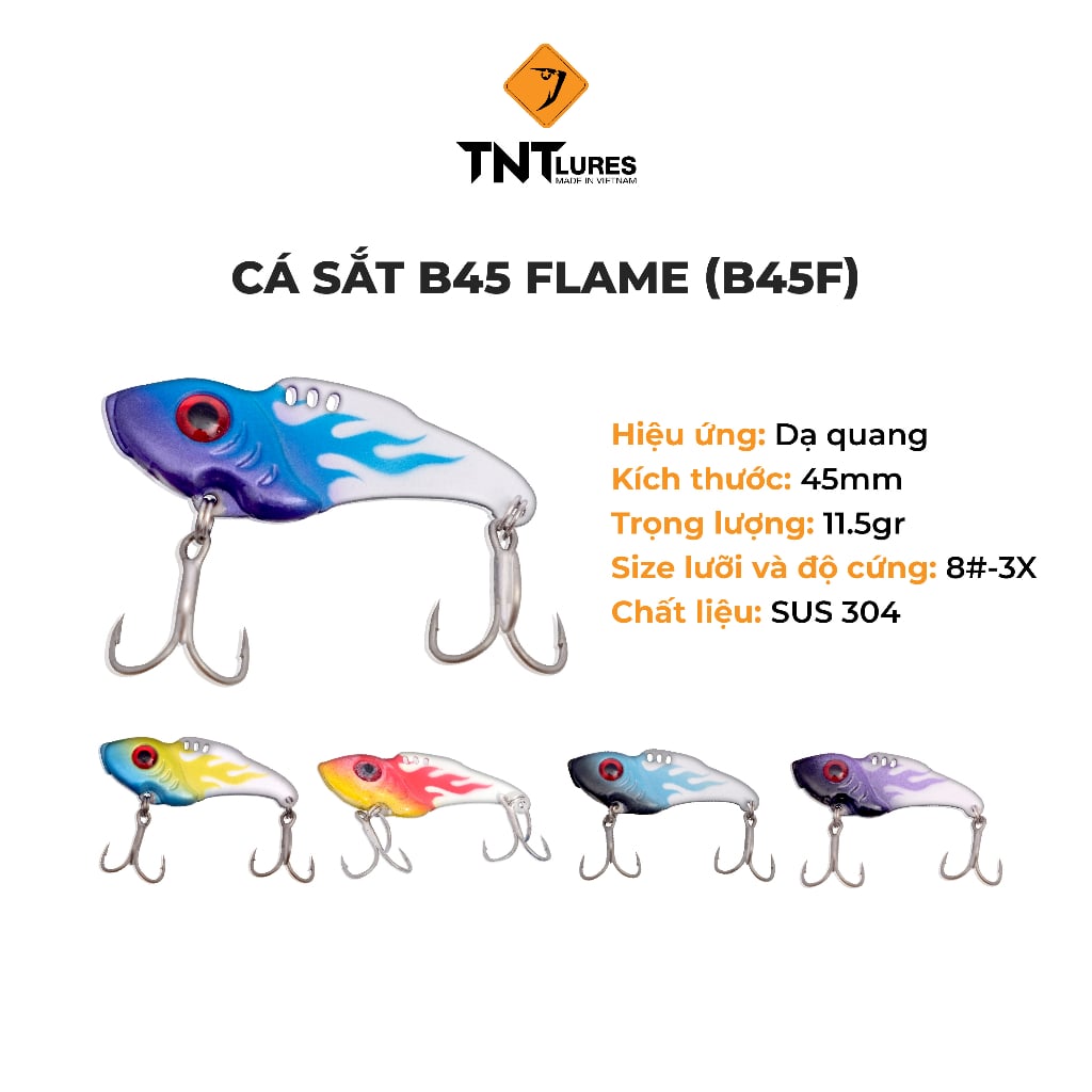 Mồi Câu Lure Cá Sắt TNTLures B45 Flame(B45F) 4,5cm/11,5g